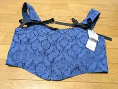 新品未使用　アクシーズファム ボーン入りジャガードビスチェ　ブルー