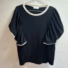 Leashmanin 黒 フリル袖 Tシャツ