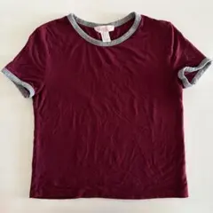 FOREVER 21 リンガー クロップドTシャツ ボルドーのサムネイル