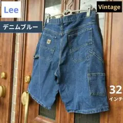 【Lee 】デニムペインターカーゴハーフ パンツ ワイド デニムブルー32
