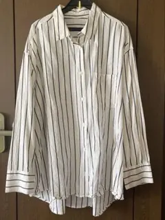 OPAQUE 長袖シャツ 40/L 白黒ストライプ