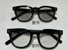 大人気調光レンズ 採用ブラックフレームUVブルーライトカットグレーレンズケース付