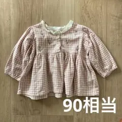 mamaraku ブラウス　ギンガムチェック　チューリップ　80 90