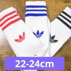 【新品タグ付】アディダス オリジナルスクルーソックス 3足組 白 L 22-24