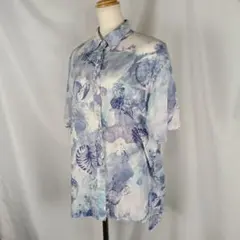 SIMPLE LIFE　半袖シャツ　アロハシャツ　貝殻　総柄　綿　B3974