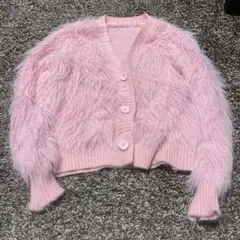 ピンクファー風カーディガン
