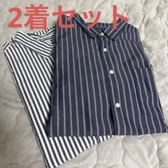 【2着セット】UNIQLO ストライプ柄 長袖シャツ サイズl