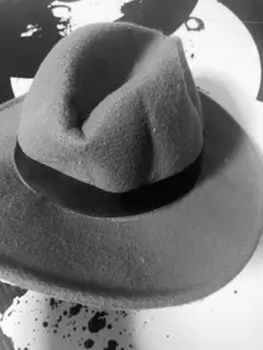 グレー ウールフェルトハット ブラックリボン