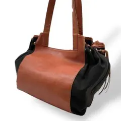 美品 イルビゾンテ トートバッグ キャンディバッグ キャンバス レザー ブラウン