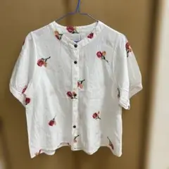 TRUST CLUB ホワイト 花柄刺繍 半袖シャツ サイズ38