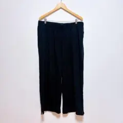 GAP 無地 ワイドパンツ スリット XL 黒 ブラック ルームウェア
