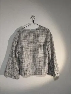 グレー系チェック柄長袖シャツ