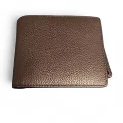 ブラウンレザー 二つ折り財布 高級感あり メンズ コンパクト オシャレ 美品