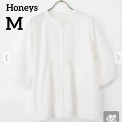 【未使用】Honeys ピンタックブラウス　ホワイト レディースM トップス