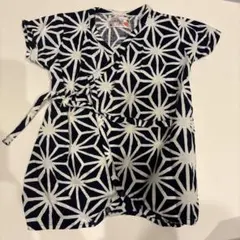 ベビー甚平 白と紺 60-70cm