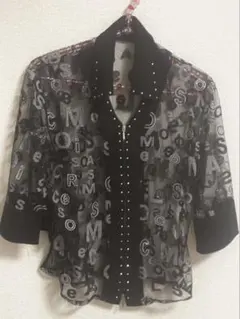 MOSCHINO シースルー 半袖シャツ ラインストーン ゴシック モノトーンのサムネイル