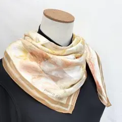 3-21.pierre cardin 油絵タッチフラワーモチーフ　シルクスカーフ