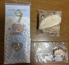 mikko ミッコ ガチャトレカケース 巾着 フロッキーヘアクリップ ラテ3点