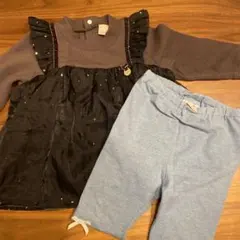 【お得なセット】petit main フリルトップス＆レギンスセット 80サイズ