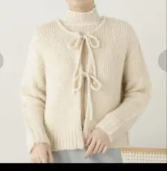 【N.naturalbeautybasic】フェザーフロントリボンカーディガン