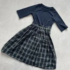GU 七分袖 チェックワンピース 110cm