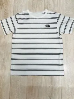 ノースフェイス　ボーダー　Tシャツ　ロゴ刺繍　半袖　Mホワイト×ブラック