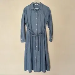 コットンAラインシャツワンピース