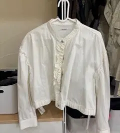 MOUSSY アウター　ホワイト　DENIM FRILLED ブラウス