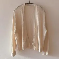 ユニクロ　メッシュショートカーディガン　XL アイボリー