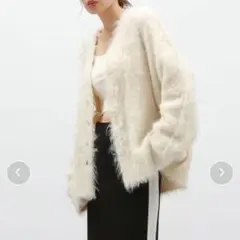 LACOLE シャギーニットカーディガン