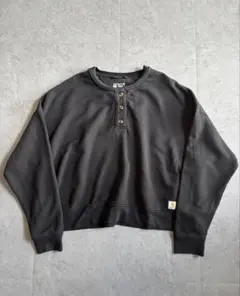 carhartt ヘンリーネックスウェット 短丈 無地 ブラック XL