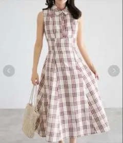 tocco closet バックレースアップチェックシャツワンピース 赤