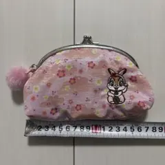ディズニーランドうさぎ がま口 ポーチ ピンク 花柄