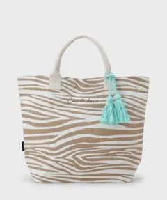 希少タグ付き　クードシャンス　天然素材・アニマルエコバッグ　ゼブラ柄　レジャー