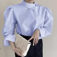 ストライプシャツ ブルー S