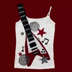【M】Y2Kギターモチーフ アシンメトリー ノースリーブ 00‘S平成ギャル