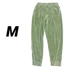 グリーン ベルベット ジョガーパンツ 【M】　レディース　海外古着✨