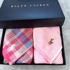 Ralph Lauren タオルハンカチセット ピンク系 チェック柄