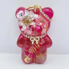 お花のオルゴナイト♡キーホルダー くまちゃん イエロー シトリン サンストーン お花のオルゴナイト♡キーホルダー くまちゃん イエロー