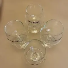 昭和レトロ ヴィンテージSUNTORY 脚付きガラスグラス 4個セット