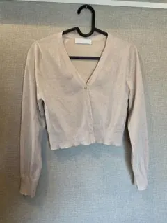 CLIFORD ベージュピンク　カーディガン　春夏　短丈　オフィスカジュアル