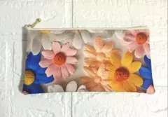 花柄　フラットポーチ