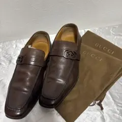 GUCCI/ダークブラウン/レザーローファー/39 1/2/men's