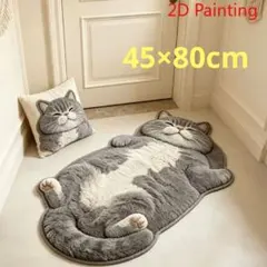 ヘソ天　サバトラ　サバシロ　グレー猫　猫柄　マット　玄関マット　猫　ネコ