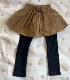 ブラウンコーデュロイスカート・黒レギンスのスカッツ100センチ