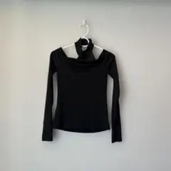 SHEIN アシンメトリーショルダー トップス XSサイズ 黒 長袖