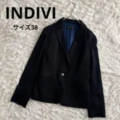 インディヴィ　INDIVI テーラード　ジャケット　黒　ブラック　38 オフィス