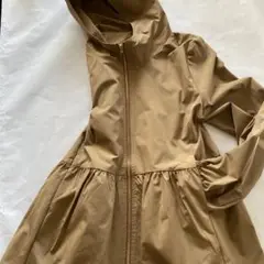 キャメル裾フリル切替ハーフコート