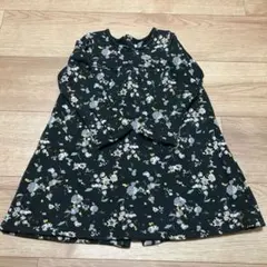 美品　プチバトー　ダークグリーン　花柄　長袖ワンピース