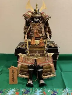 縮緬細工 五月人形 未使用 箱付き 五月人形 鎧平飾り 鎧飾り 平安光雲作 京製 大鎧 金箔押小札